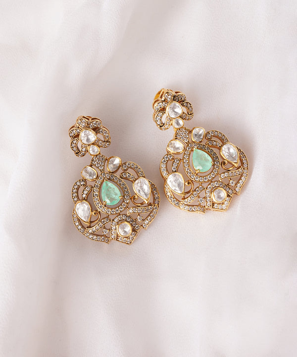 Royal Emerald Polki Style  Danglers