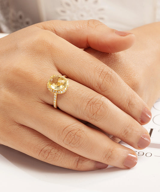 Silver Gold Plated Oval Statement Ring