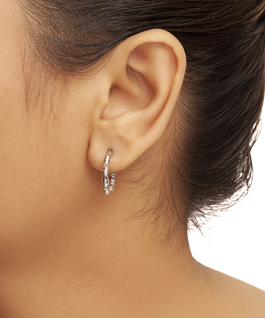 Silver Little Love Half-Hoop Earrings