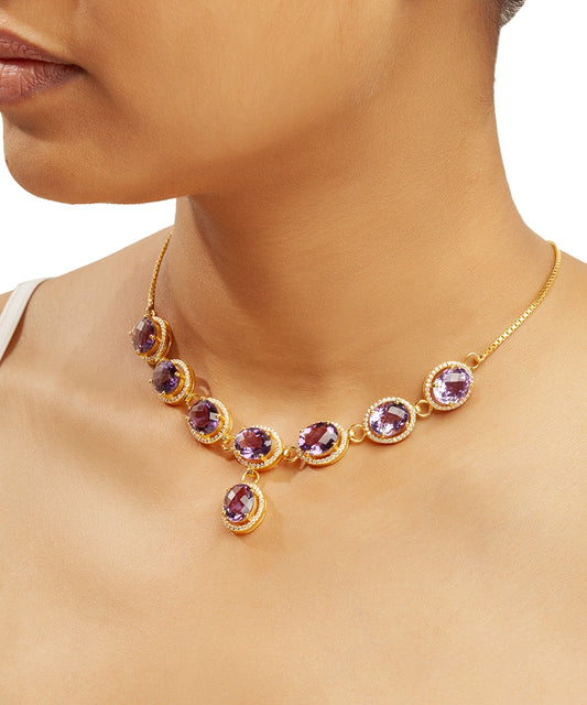 Silver Gold Plated Amethyst Radiance Necklace