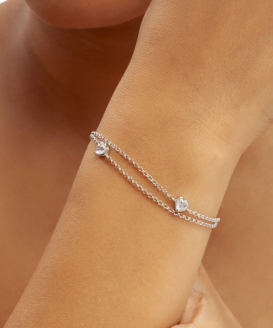 Silver Little Loves Layered Chain Bracelet