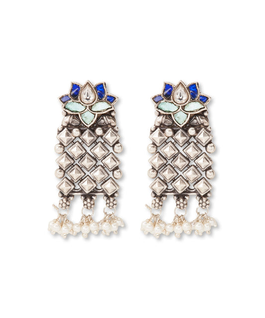 Silver Oxidized Tribal Style Danglers