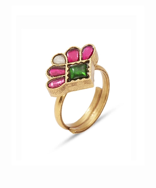 Silver Gold Plated Fan Design Adjustable Ring