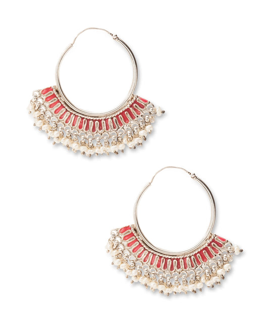 Silver Bohemian Statement Hoop Earrings