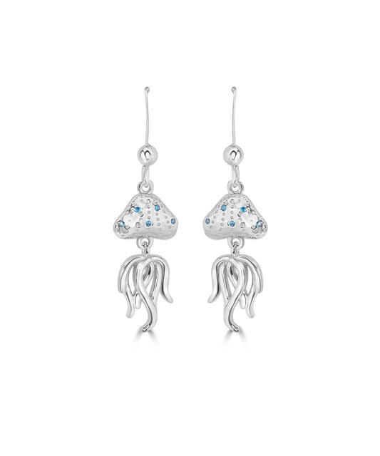 Silver Jellyfish Drop Earrings