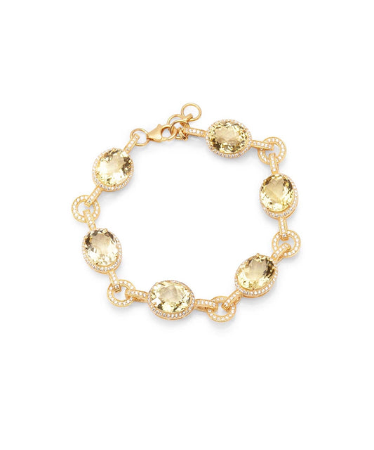 Silver Gold Plated Lemon Quartz Eternity Bracelet