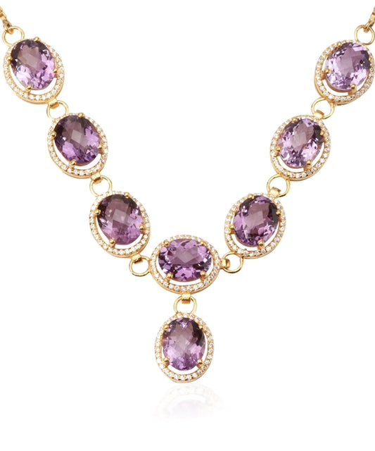 Silver Gold Plated Amethyst Radiance Necklace
