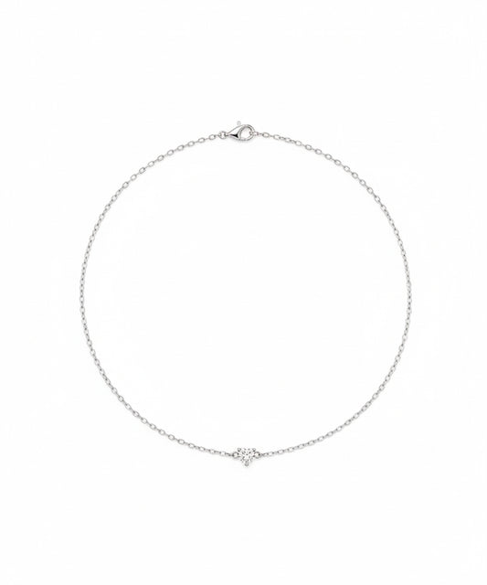 Silver Minimalist Sparkling Heart Bracelet