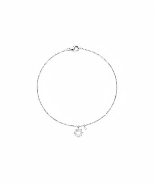 Silver Starburst Heart Dangle Bracelet