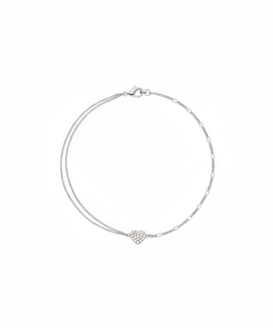 Silver Duality Heart Link Bracelet