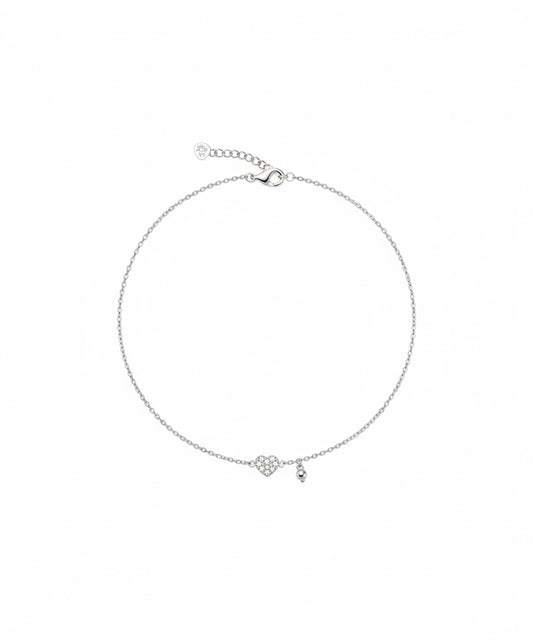 Silver Little Love Heart Chain Bracelet