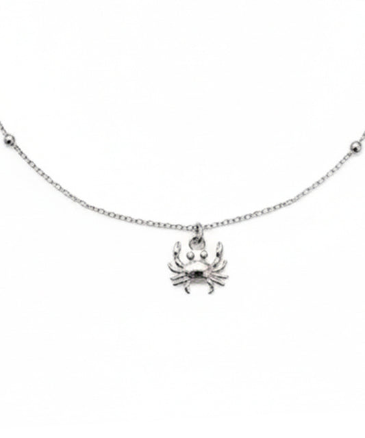 Silver Bead Station Chain Crab Anklet