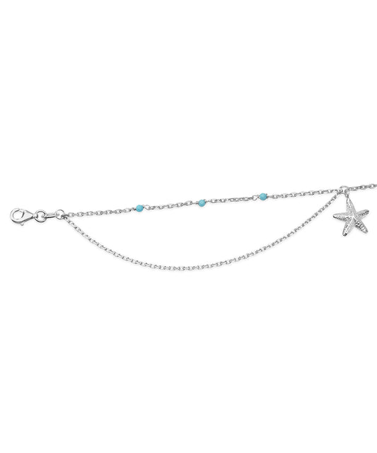 Silver Nautical Two-Strand Starfish Anklet