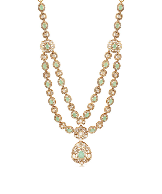 Silver Double-Layer Royal Jadau Style Necklace