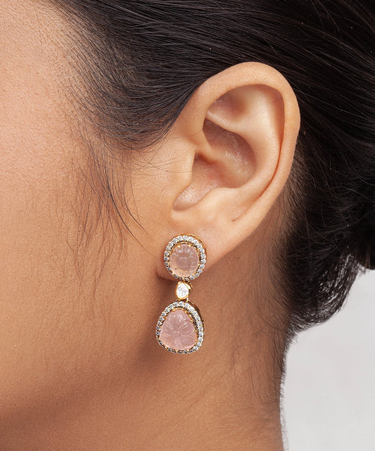 Silver Empress's Pink Drop Earrings