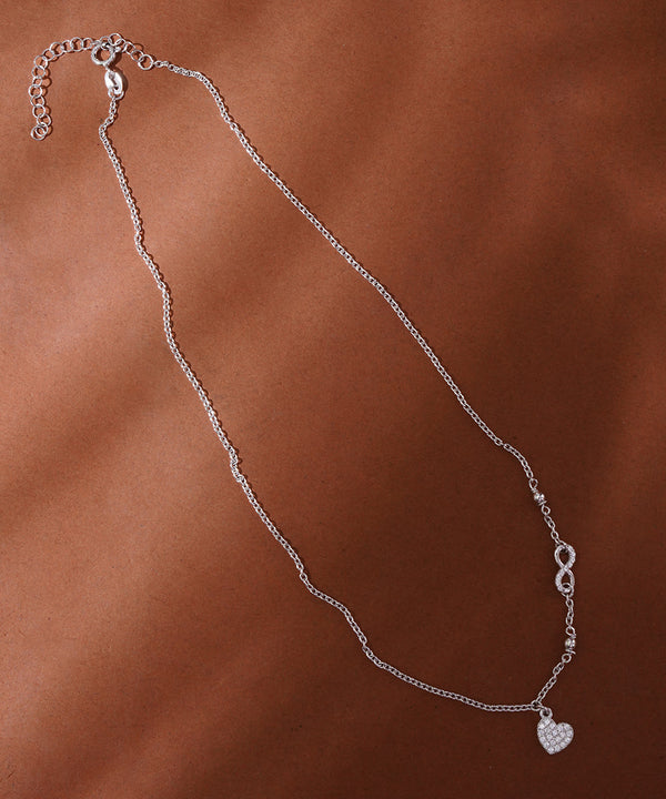 Infinity Link and Heart Pendant Necklace