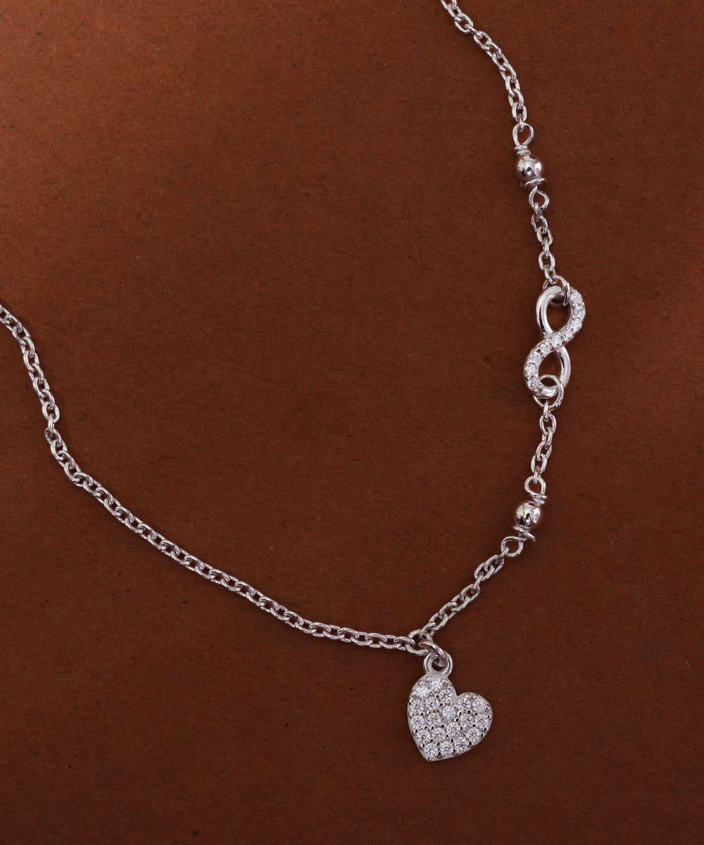 Infinity Link and Heart Pendant Necklace