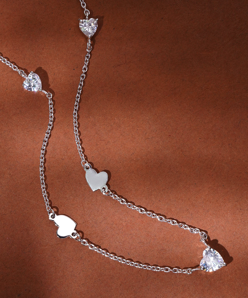 Delicate Chain Necklace with Multiple Heart Accents