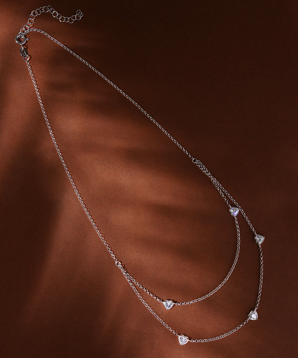 Two-Layer Heart Station Necklace