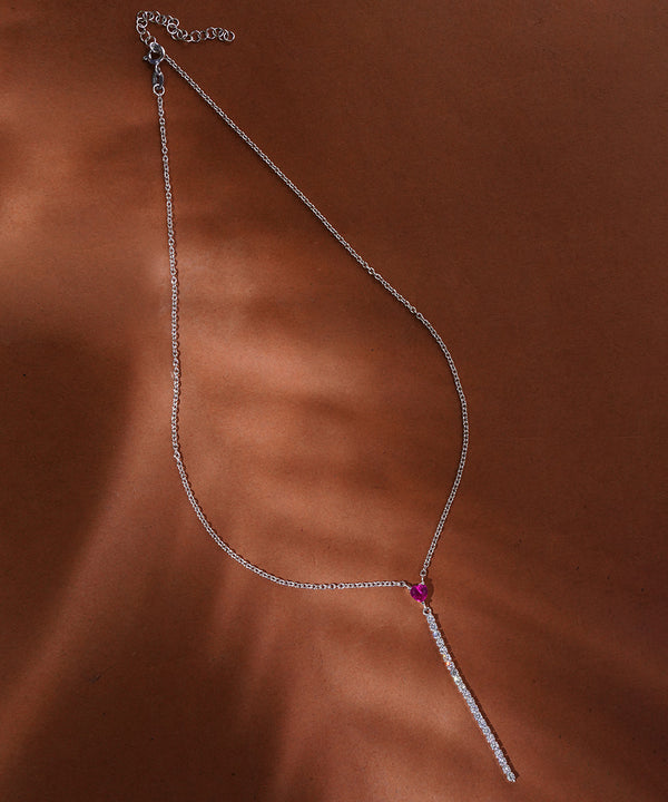 Red Heart Lariat Necklace