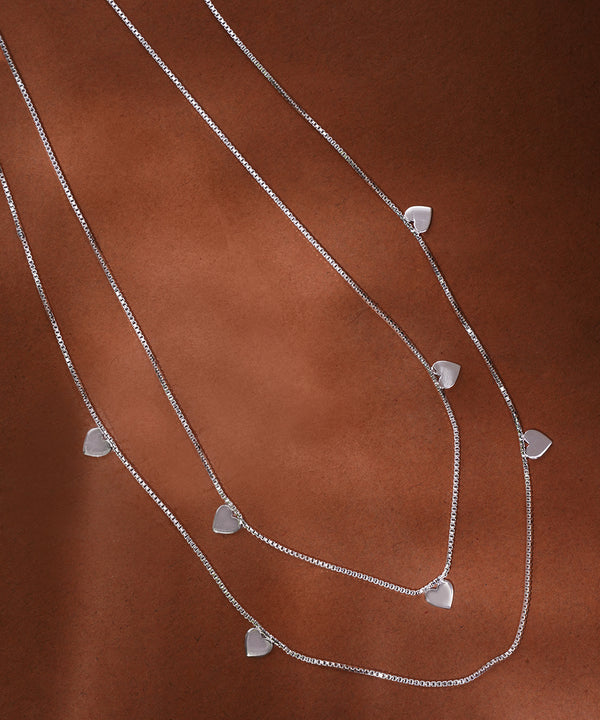 Double Strand Heart Charm Layering Necklace