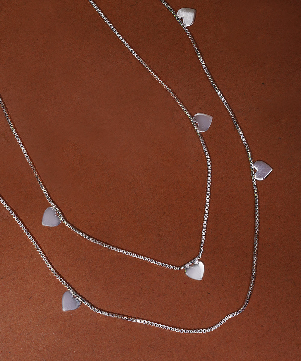 Double Strand Heart Charm Layering Necklace