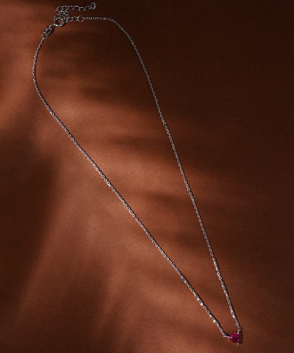 Heart Solitaire Necklace with Textured Bar Chain Accents