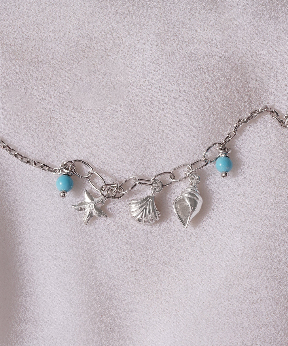 Ocean Life Charm Anklet with Blue Accents