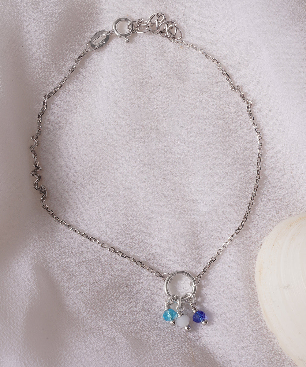 Blue Bead Charm Anklet