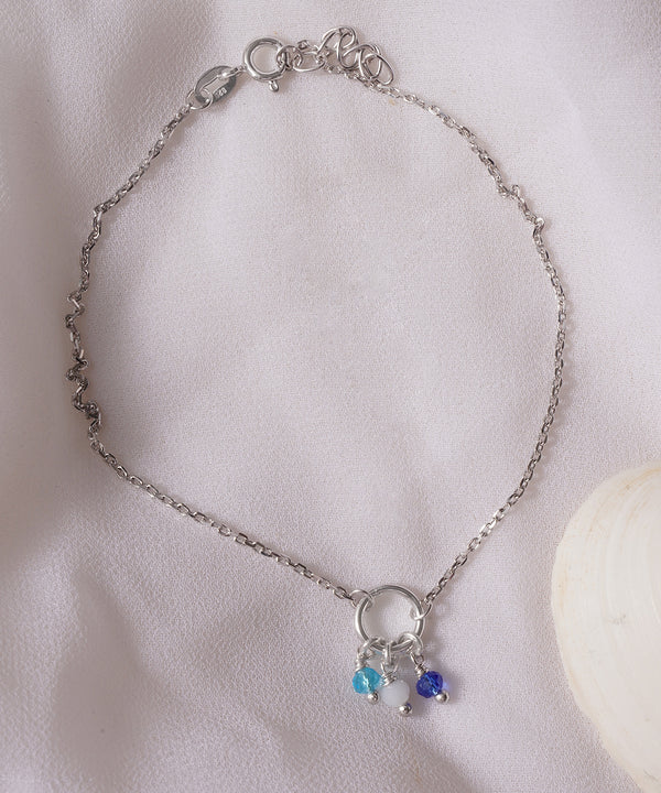 Blue Bead Charm Anklet