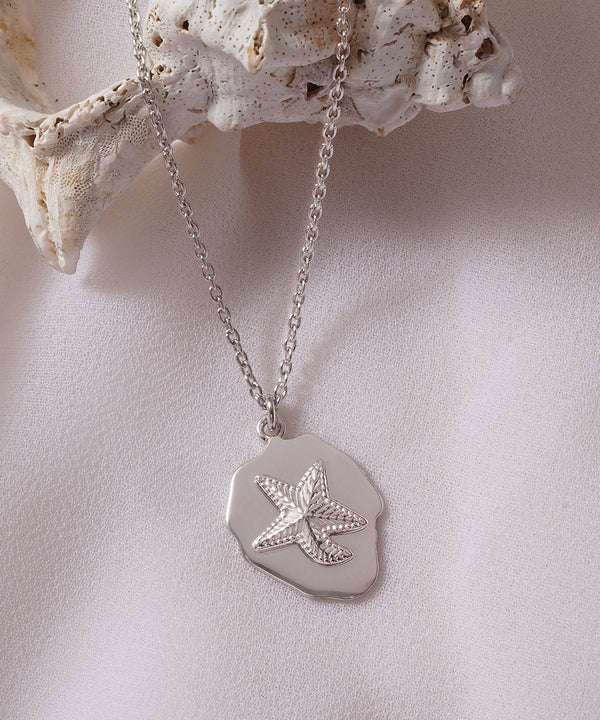 Starfish Engraved Medallion Necklace