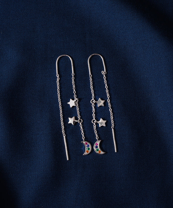 Long Dangle Celestial Charm Earrings