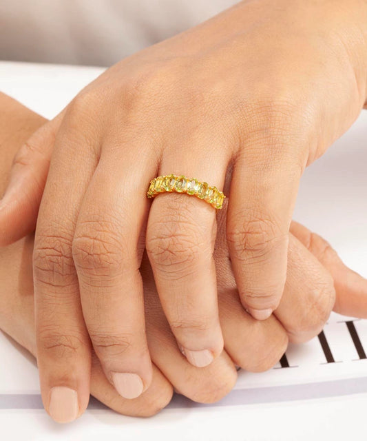 Silver Gold Plated Peridot Half-Eternity Ring