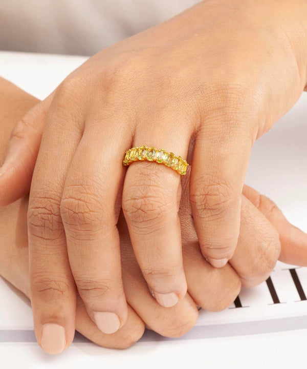 Silver Gold Plated Peridot Half-Eternity Ring
