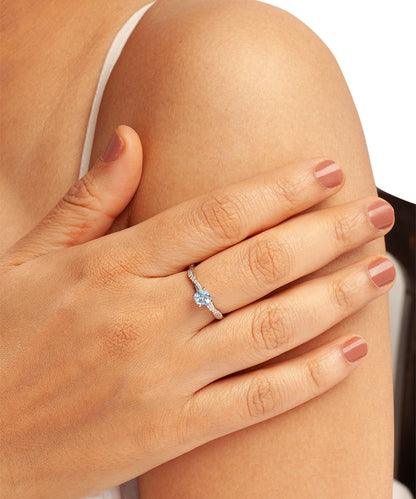 Silver Blue Topaz Stone Twisted  Ring