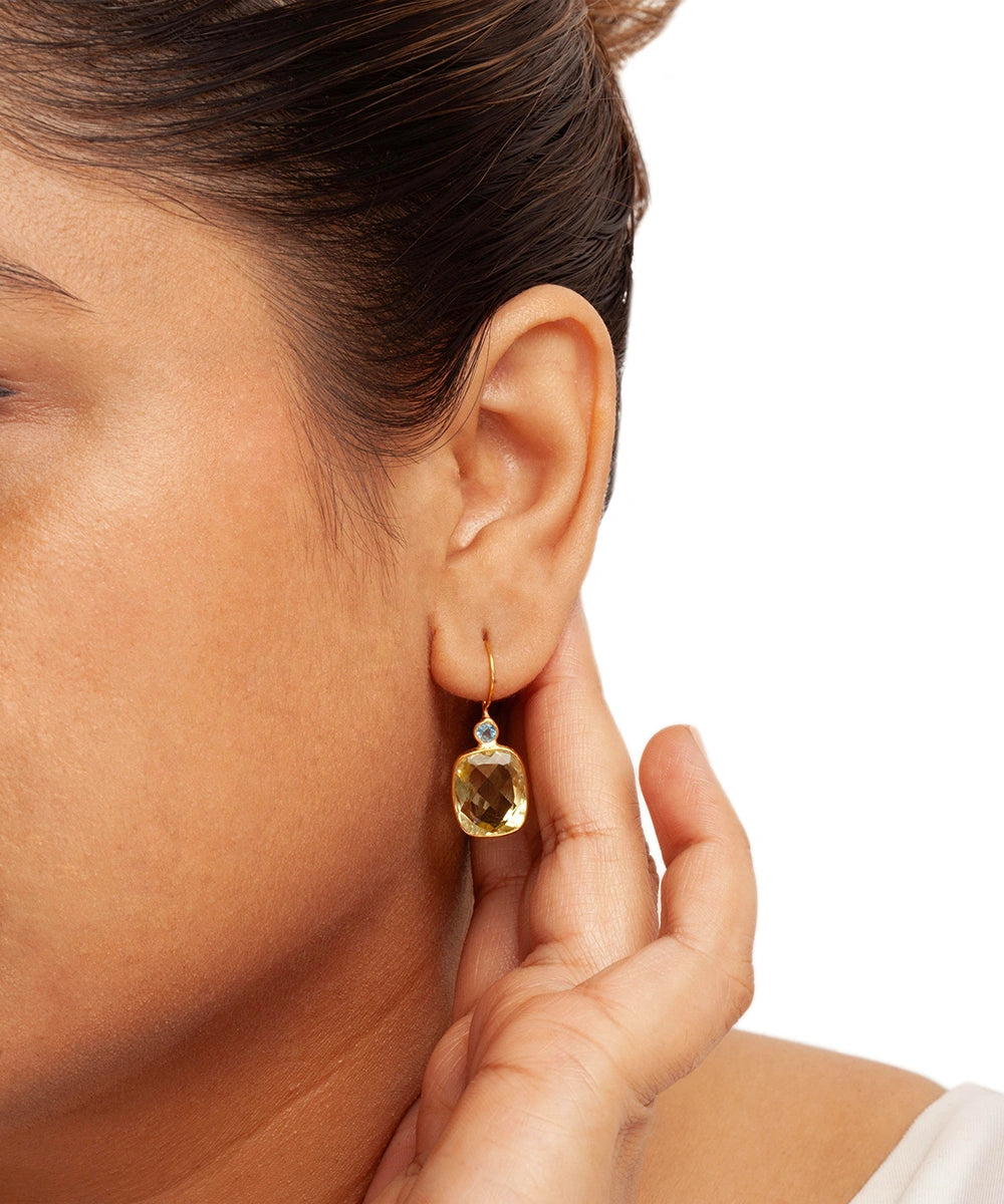 Silver Gold  Plated Dual  Color Hook Earrings