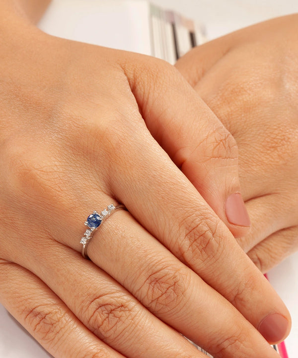 Silver Blue Sapphire Solitaire Ring