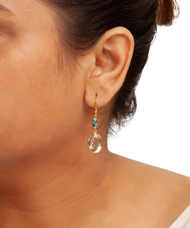 Silver Gold Plated Seafoam and Sky Drop Earrings