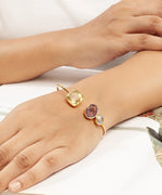 Silver Gold Plated Triple-Stone Bypass Cuff Bracelet
