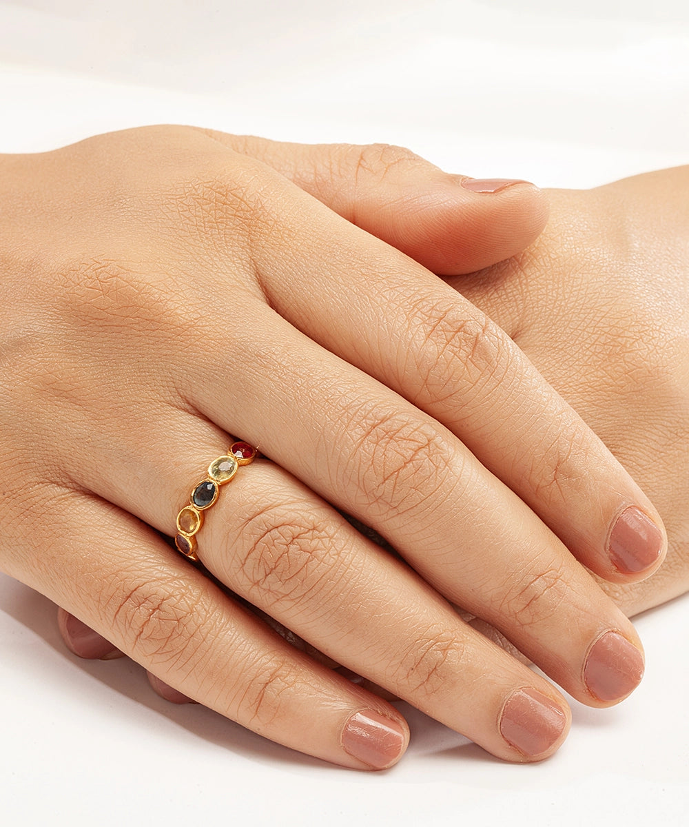 Silver Gold Plated Rainbow Eternity Ring