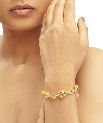 Silver Gold Plated Lemon Quartz Eternity Bracelet