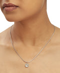 Silver Blue Topaz Drop Necklace on Snake Chain