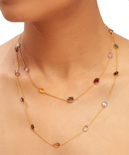 Silver Whisper Of Color Long Station Necklace