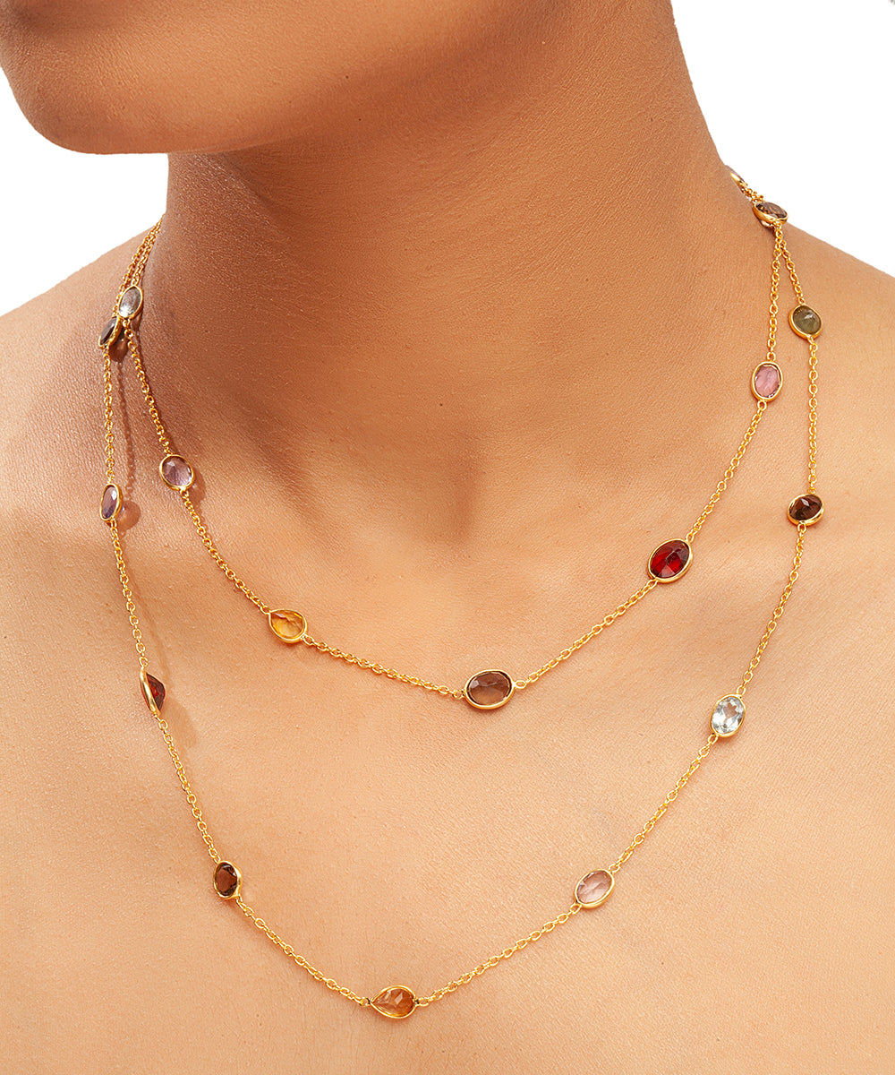 Silver Whisper Of Color Long Station Necklace