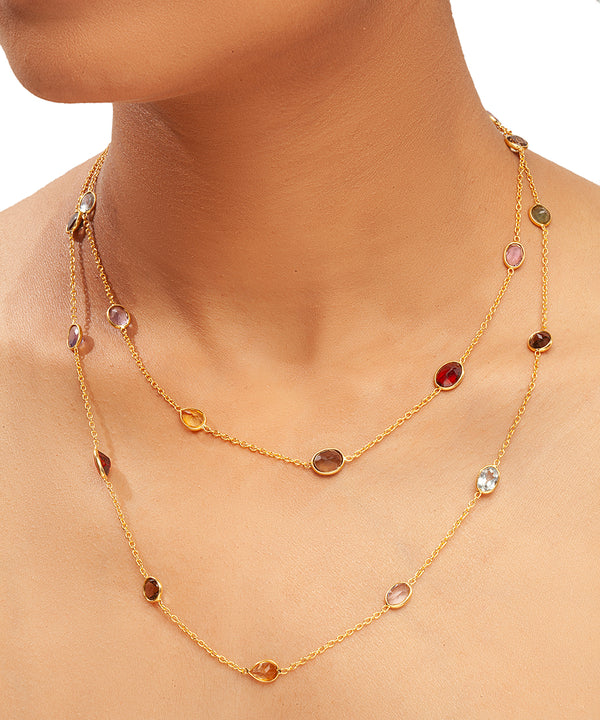 Silver Whisper Of Color Long Station Necklace