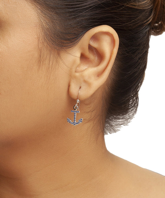 Silver Nautical Anchor Earrings