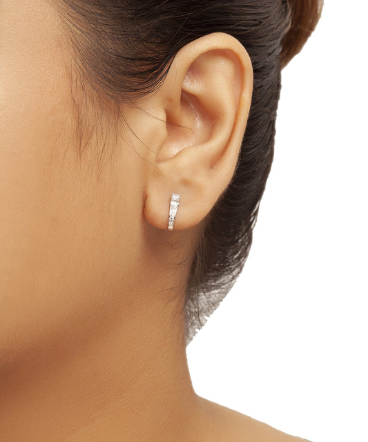 Silver J-Curve Hoop Earrings