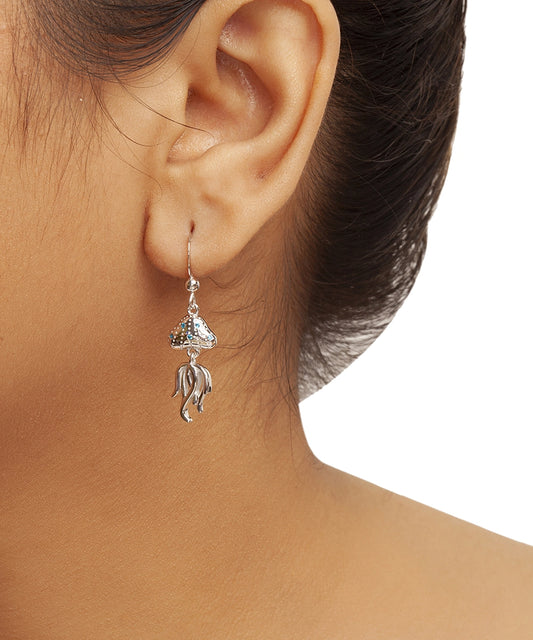 Silver Jellyfish Drop Earrings