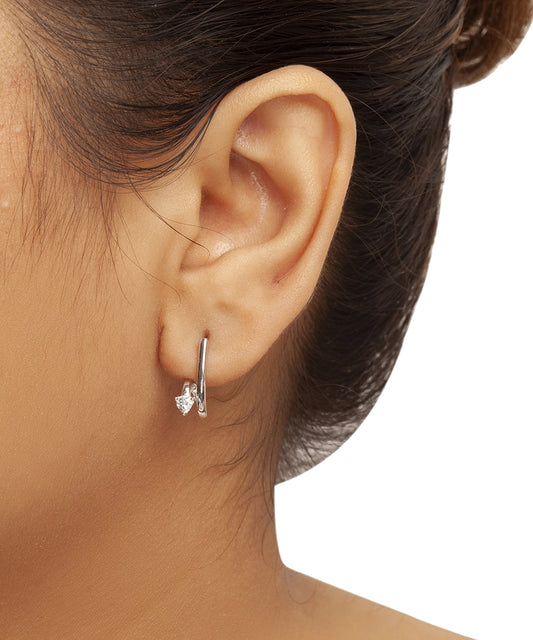 Silver U-Curve Heart Accent Earrings