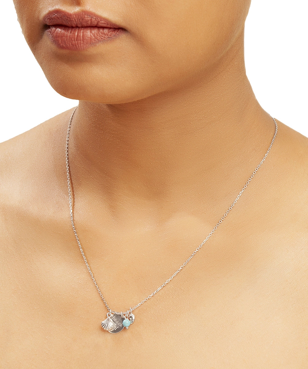 Silver "Beach Girl" Cluster Charm Necklace